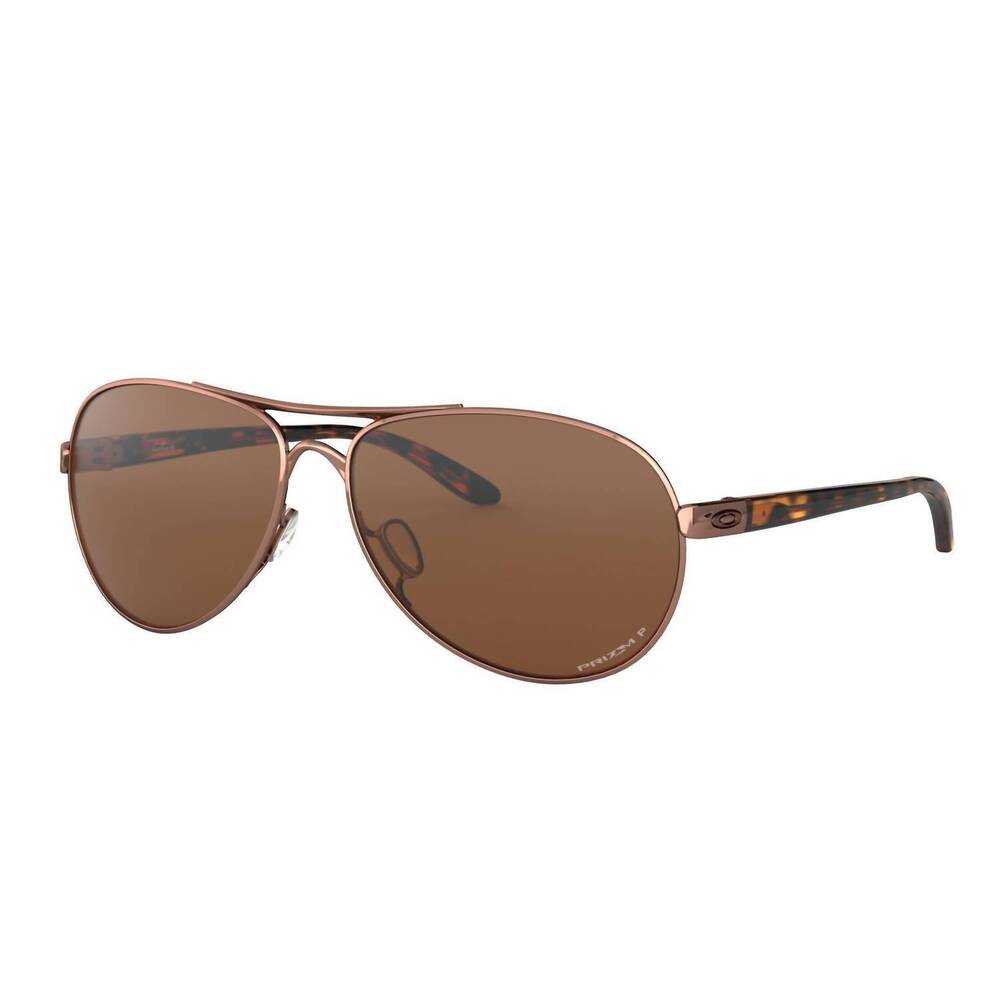 NEW OAKLEY women's feedback sunglasses in rose gold prizm tungsten polarized